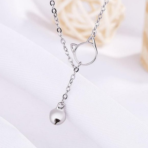 NEW 925 Sterling Silver Cat Bell Necklace - Picture 3 of 7